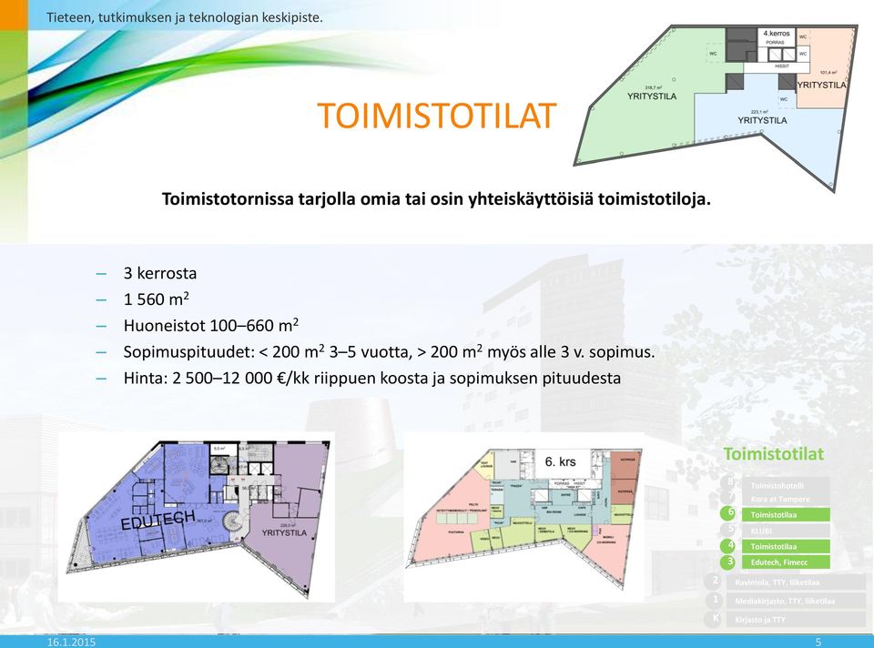 Hinta: 2 500 12 000 /kk riippuen koosta ja sopimuksen pituudesta Toimistotilat 2 8 7 6 5 4 3 Toimistohotelli Kora at