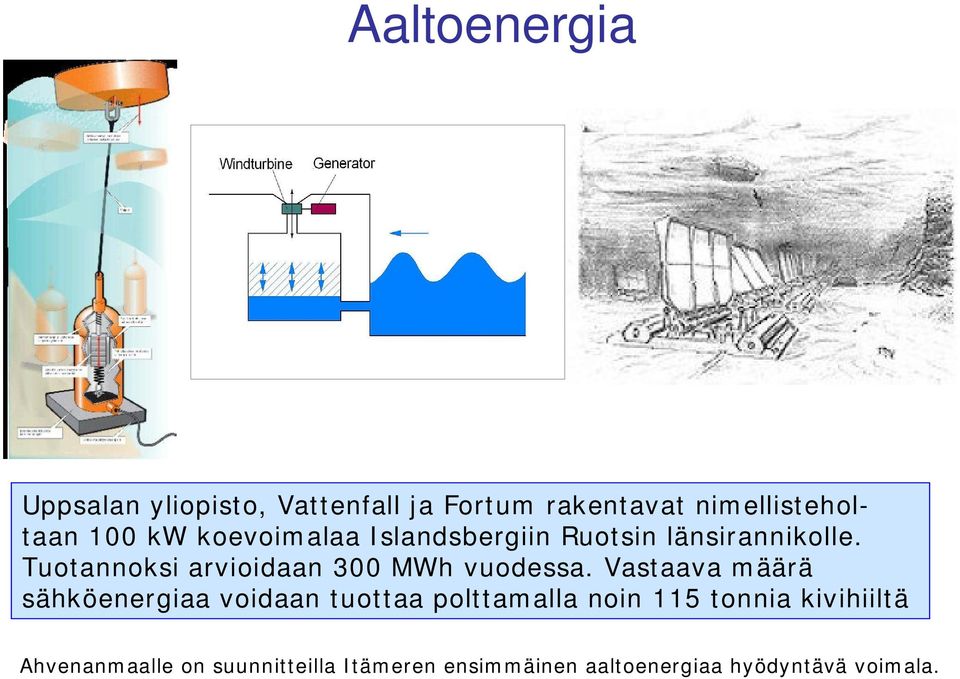 Tuotannoksi arvioidaan 300 MWh vuodessa.