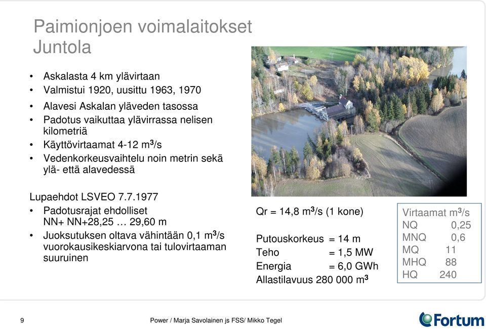 7.1977 Padotusrajat ehdolliset NN+ NN+28,25 29,60 m Juoksutuksen oltava vähintään 0,1 m 3 /s vuorokausikeskiarvona tai tulovirtaaman suuruinen Qr