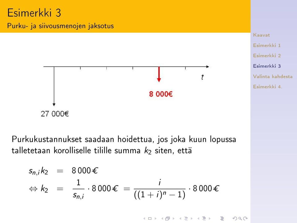 korolliselle tilille summa k 2 siten, että s n,i k 2