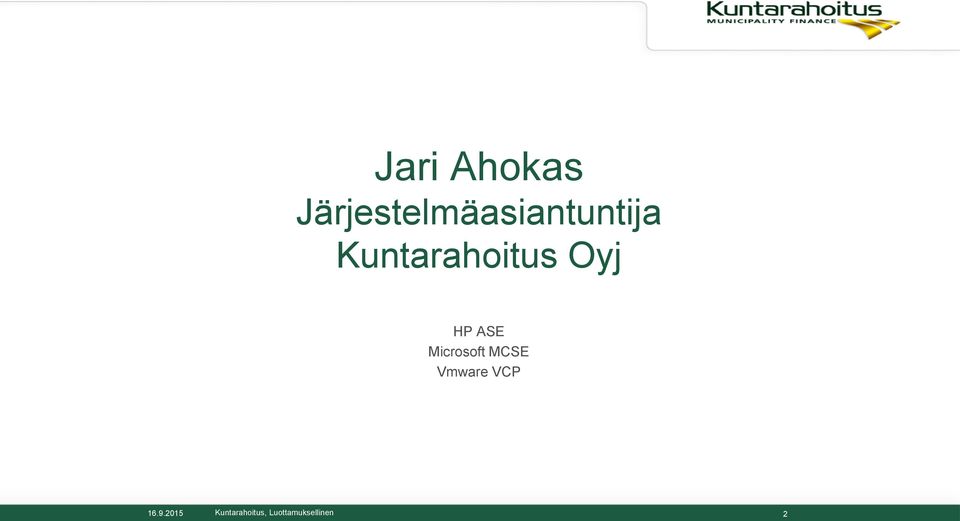 Kuntarahoitus Oyj HP ASE