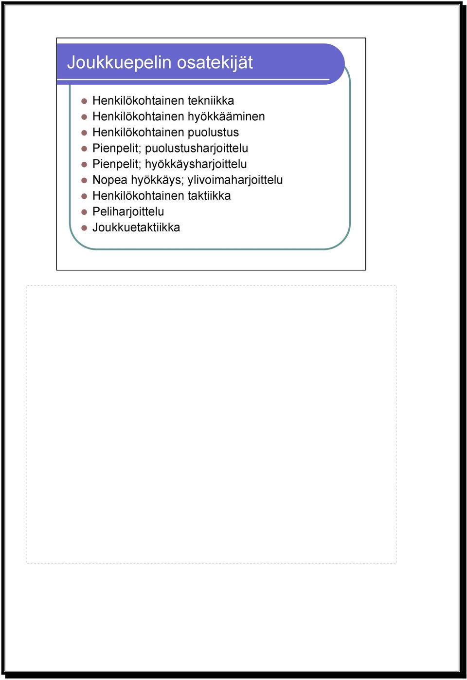 Pienpelit; puolustusharjoittelu Pienpelit; hyökkäysharjoittelu