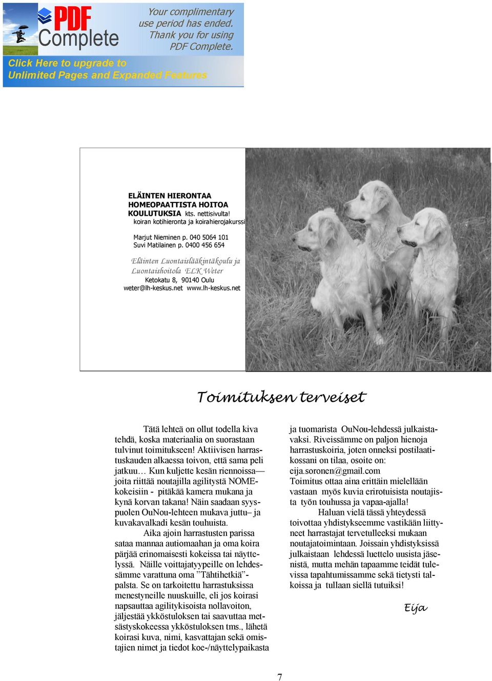 net www.lh-keskus.net Toimituksen terveiset Tätä lehteä on ollut todella kiva tehdä, koska materiaalia on suorastaan tulvinut toimitukseen!