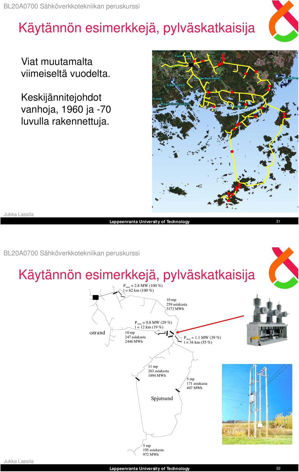 8 MW (100 %) l = 6 km (100 %) KALLBÄCK 10 mp 59 asiakasta 317 MWh Kalkstrand P max = 0.