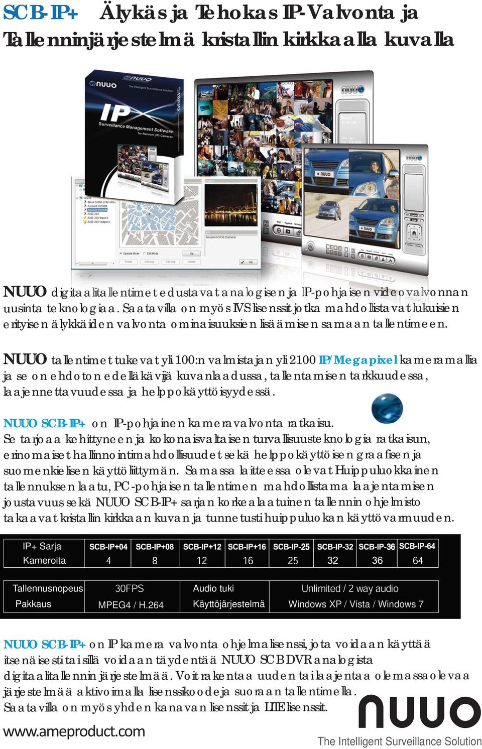 NUUO tallentimet tukevat yli 100:n valmistajan yli 2100 IP/Megapixel kameramallia entimet tukevat yli 100:n valmistaja ja se on ehdoton edelläkävijä kuvanlaadussa, tallentamisen tarkkuudessa,