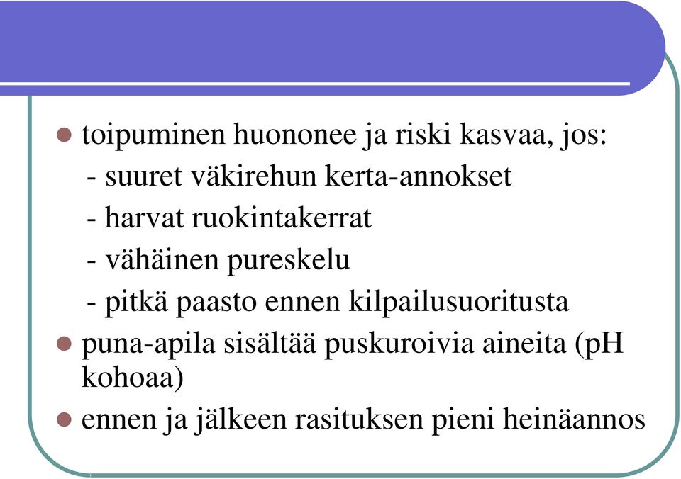 pitkä paasto ennen kilpailusuoritusta puna-apila sisältää