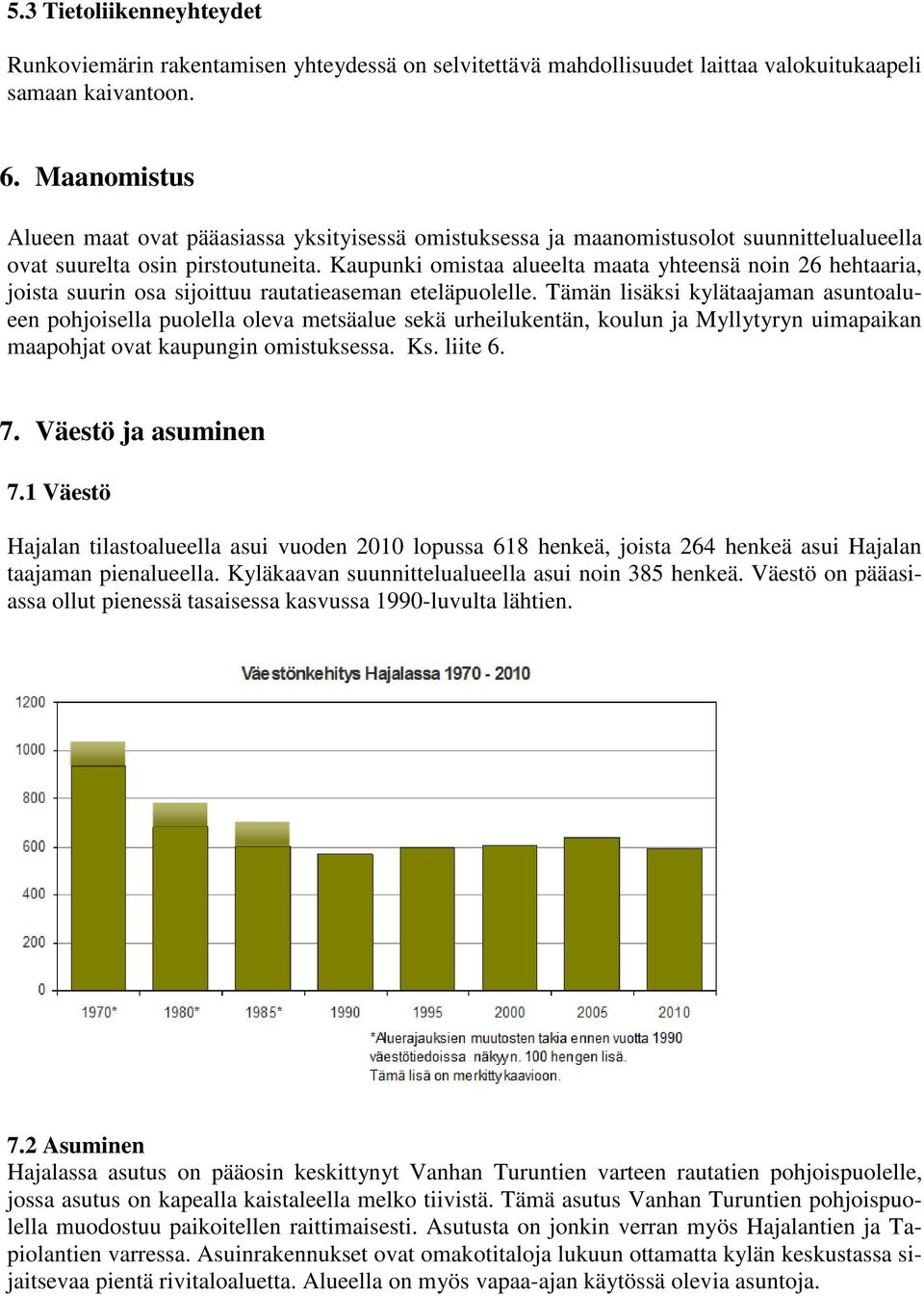 Kaupunki omistaa alueelta maata yhteensä noin 26 hehtaaria, joista suurin osa sijoittuu rautatieaseman eteläpuolelle.