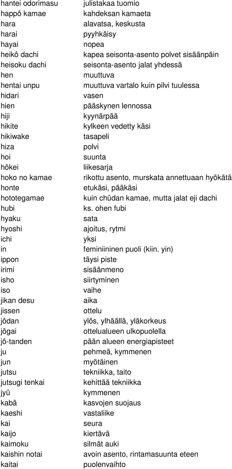pyyhkäisy nopea kapea seisonta-asento polvet sisäänpäin seisonta-asento jalat yhdessä muuttuva muuttuva vartalo kuin pilvi tuulessa vasen pääskynen lennossa kyynärpää kylkeen vedetty käsi tasapeli
