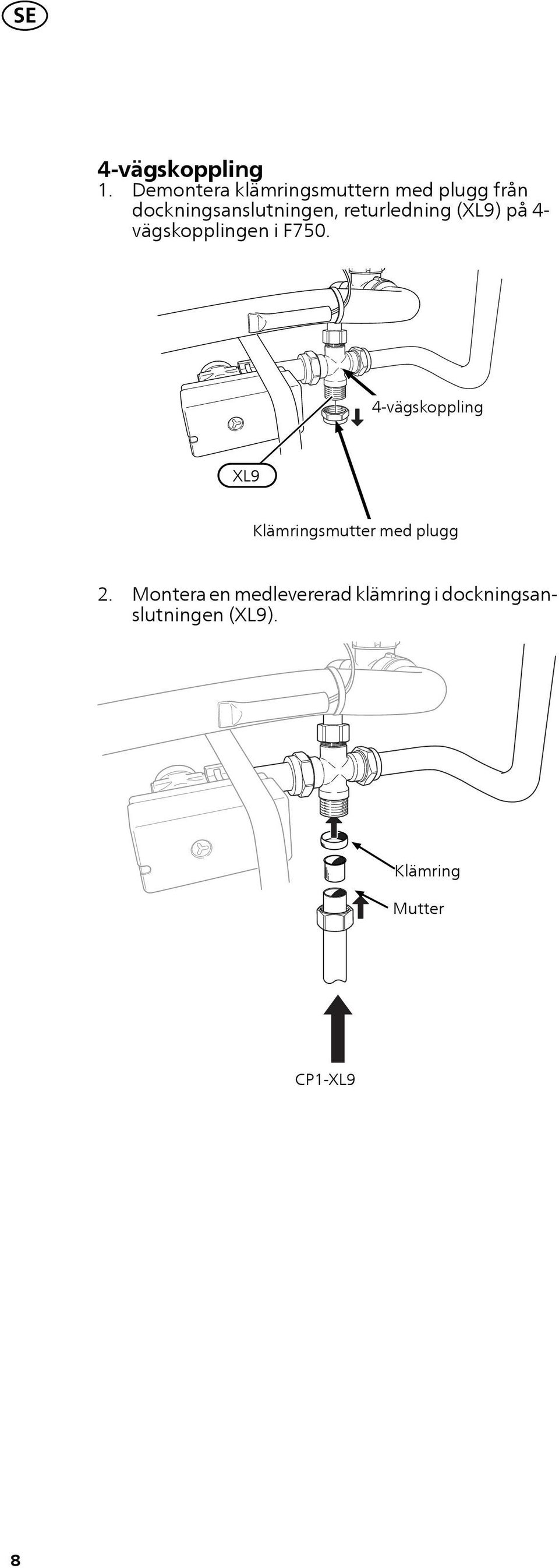 returledning (XL9) på - vägskopplingen i F70.