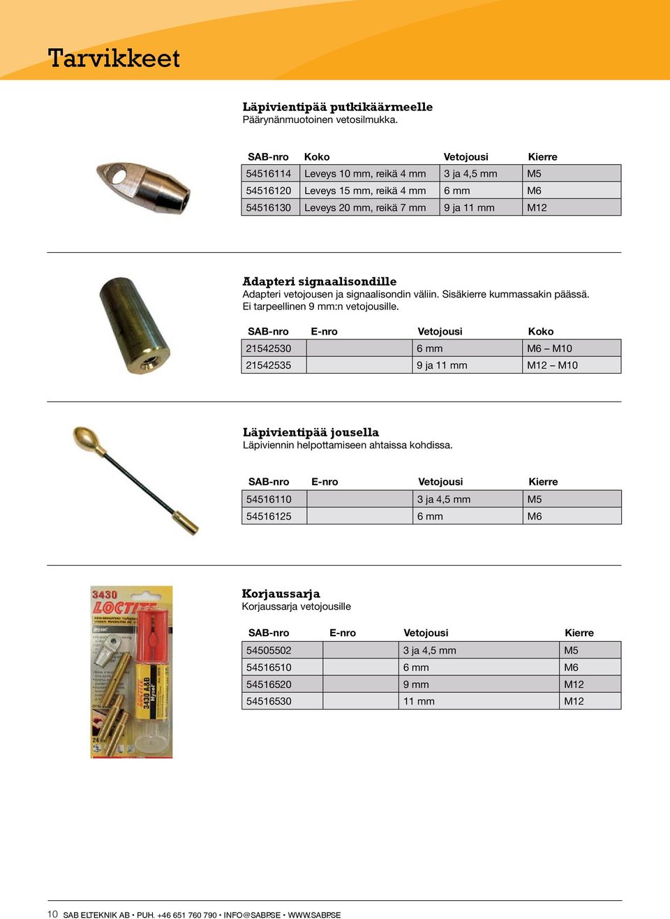 Adapteri vetojousen ja signaalisondin väliin. Sisäkierre kummassakin päässä. Ei tarpeellinen 9 mm:n vetojousille.