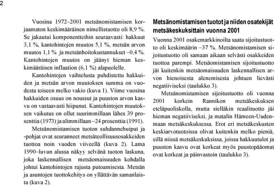 Kantohintojen muutos on jäänyt hieman keskimääräisen inflaation (6,1 %) alapuolelle.