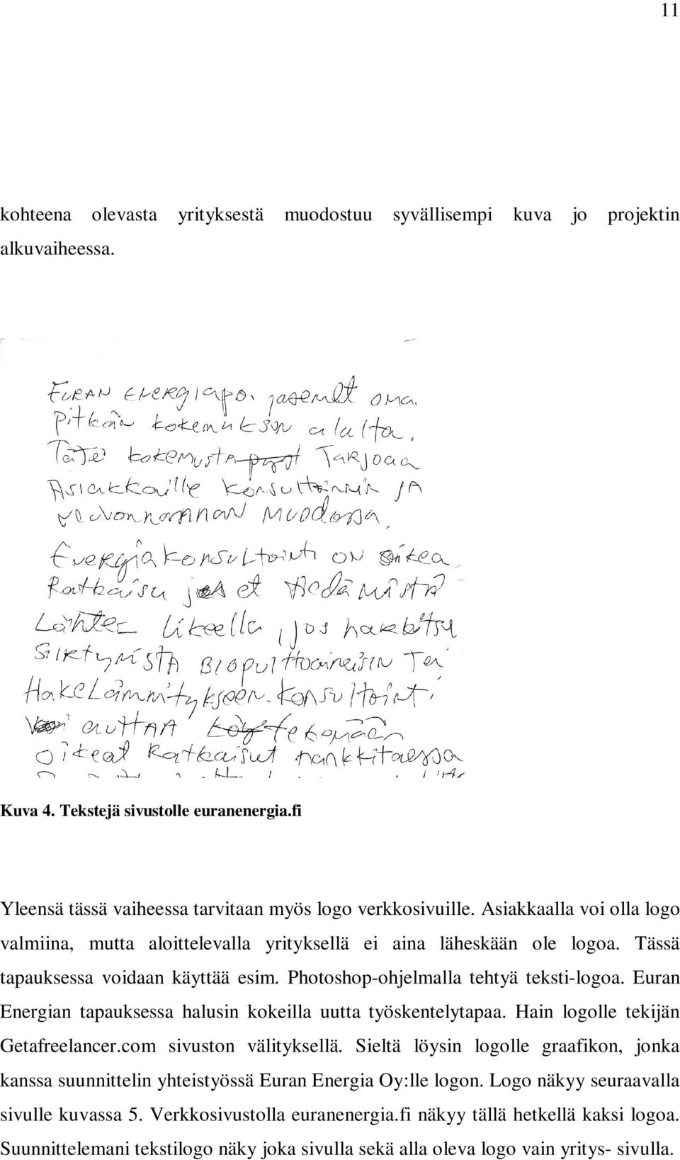 Euran Energian tapauksessa halusin kokeilla uutta työskentelytapaa. Hain logolle tekijän Getafreelancer.com sivuston välityksellä.