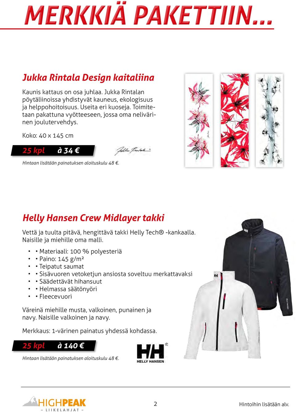 Helly Hansen Crew Midlayer takki Vettä ja tuulta pitävä, hengittävä takki Helly Tech -kankaalla. Naisille ja miehille oma malli.