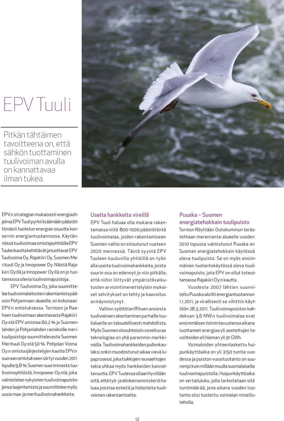 Käytännössä tuulivoimaa omistajayhtiöille EPV Tuulen kautta kehittävät ja tuottavat EPV Tuulivoima Oy, Rajakiiri Oy, Suomen Merituuli Oy ja Innopower Oy.