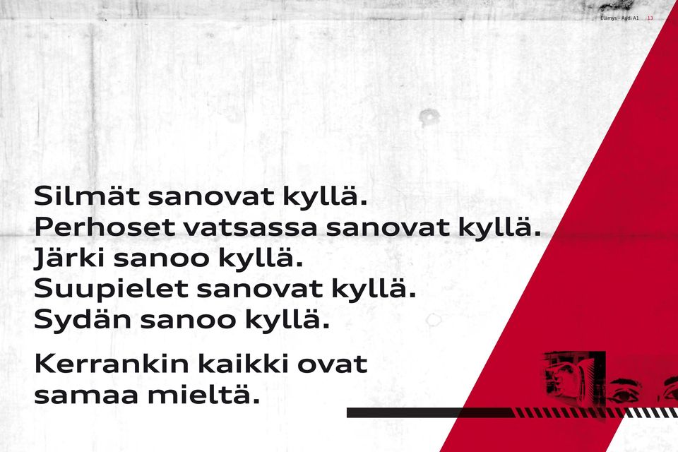 Järki sanoo kyllä. Suupielet sanovat kyllä.