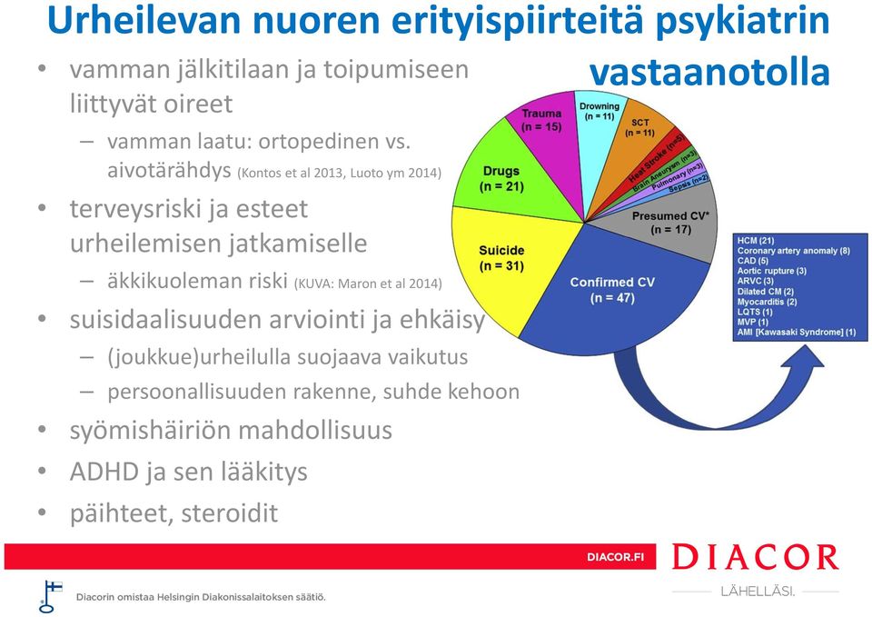 aivotärähdys (Kontos et al 2013, Luoto ym 2014) terveysriski ja esteet urheilemisen jatkamiselle vastaanotolla