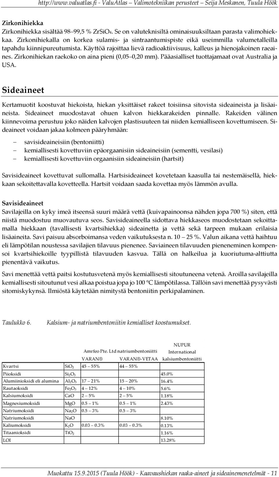 Zirkonihiekan raekoko on aina pieni (0,05 0,20 mm). Pääasialliset tuottajamaat ovat Australia ja USA.