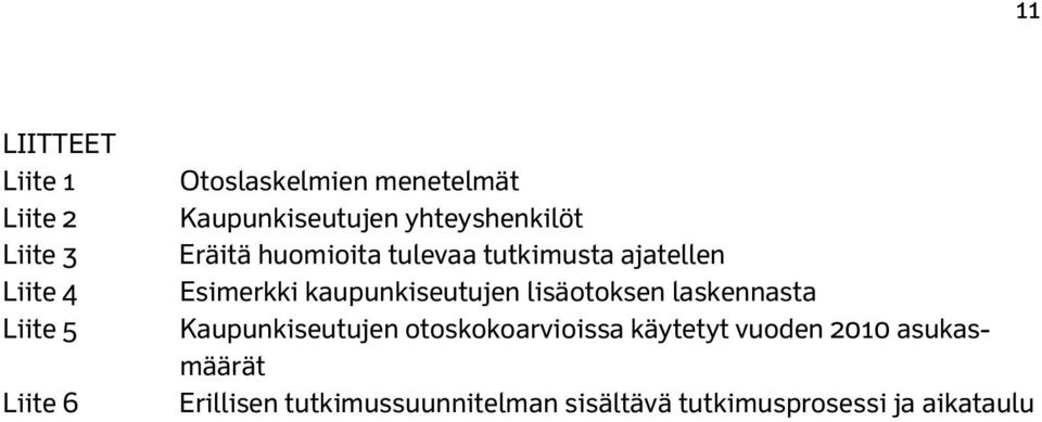 kaupunkiseutujen lisäotoksen laskennasta Kaupunkiseutujen otoskokoarvioissa käytetyt