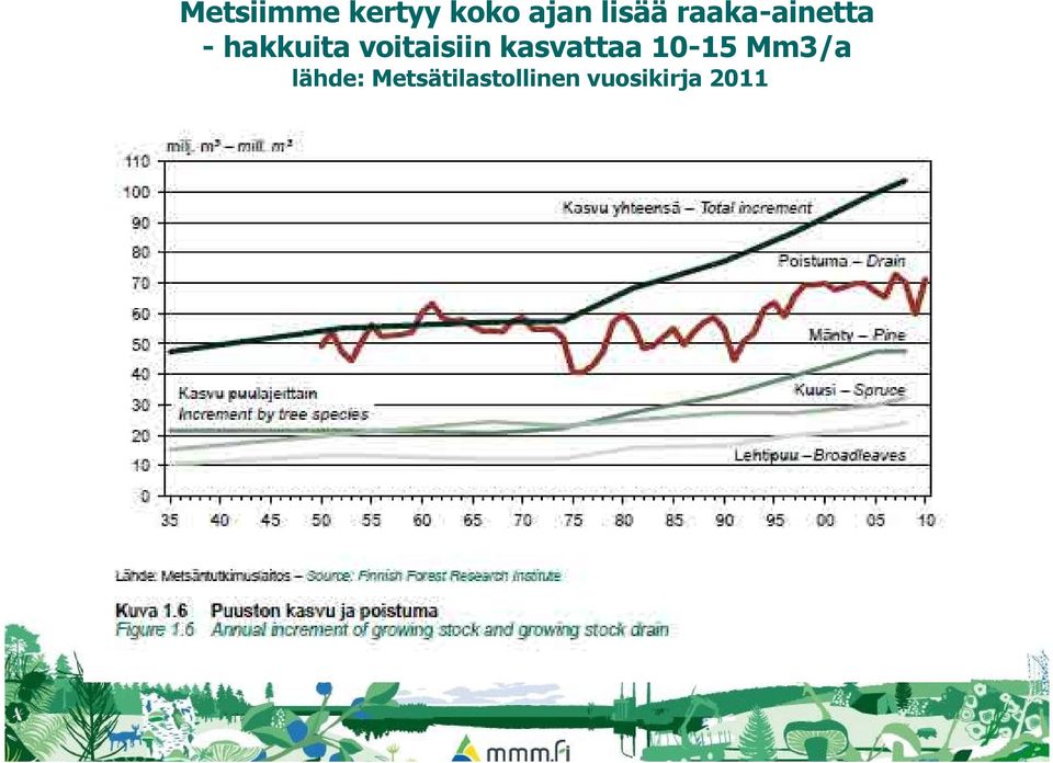 voitaisiin kasvattaa 10-15 Mm3/a