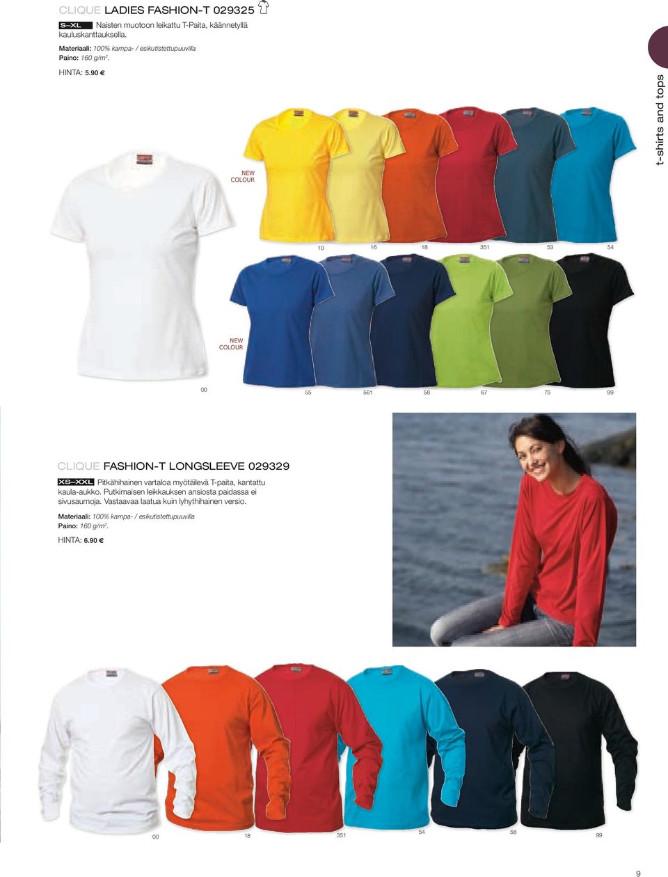 90 NEW COLOUR 1 10 18 351 53 5 NEW COLOUR 55 5 1 58 7 75 CLIQUE FASHION-T LONGSLEEVE 029329 Pitkähihainen vartaloa myötäilevä