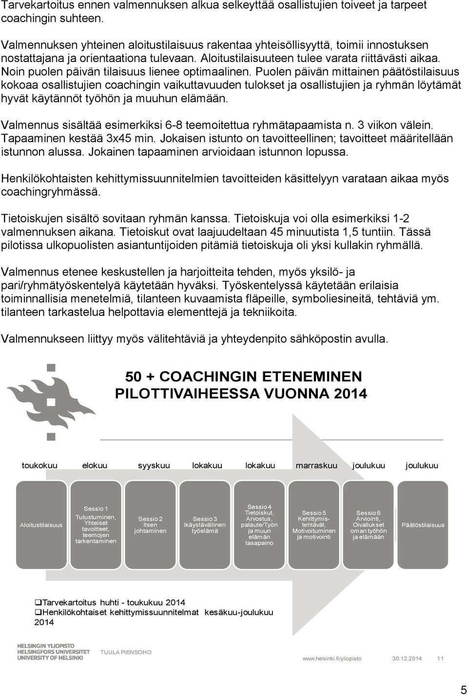 Noin puolen päivän tilaisuus lienee optimaalinen.