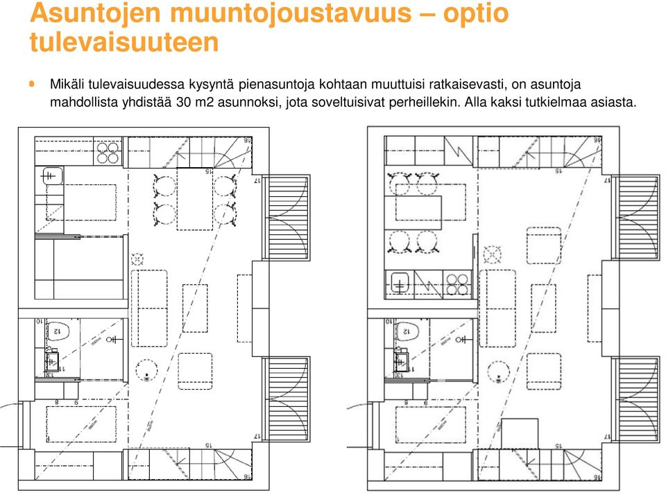 ratkaisevasti, on asuntoja mahdollista yhdistää 30 m2