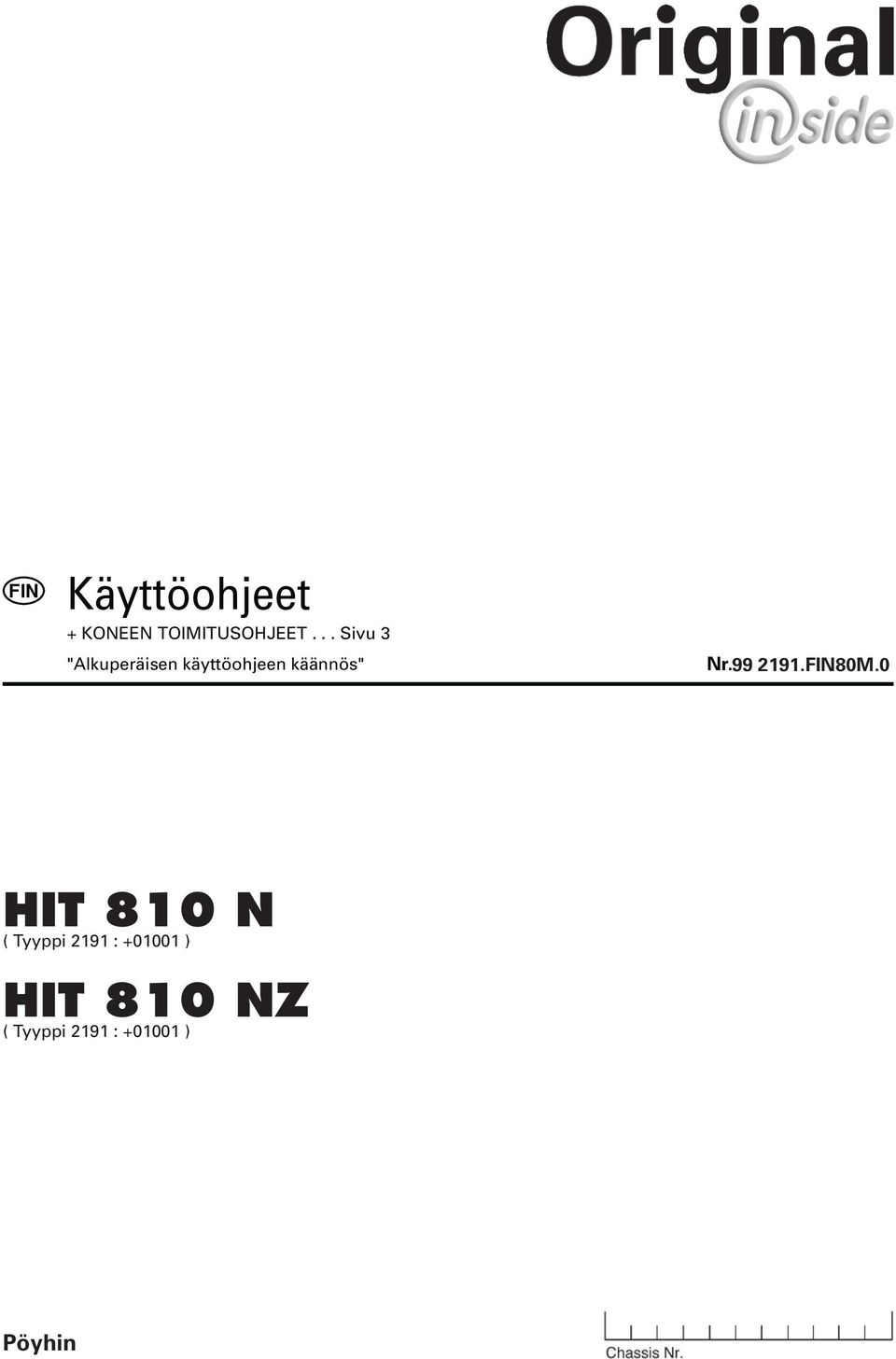 käännös" Nr. 99 2191.80M.