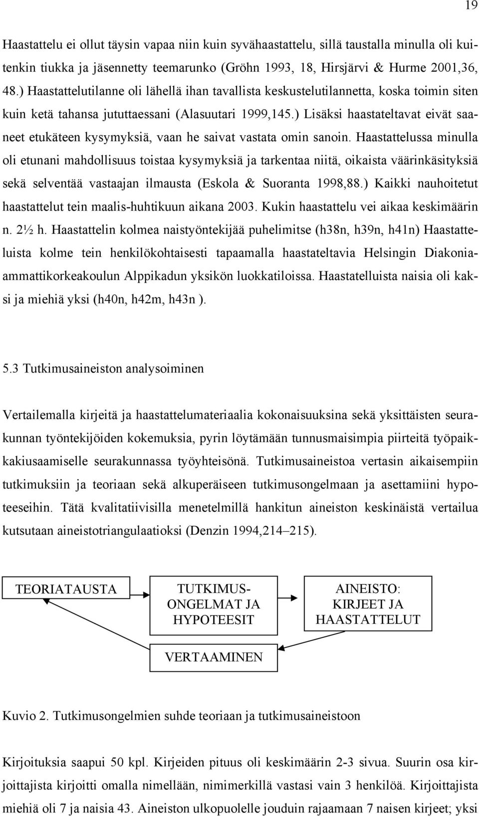 ) Lisäksi haastateltavat eivät saaneet etukäteen kysymyksiä, vaan he saivat vastata omin sanoin.