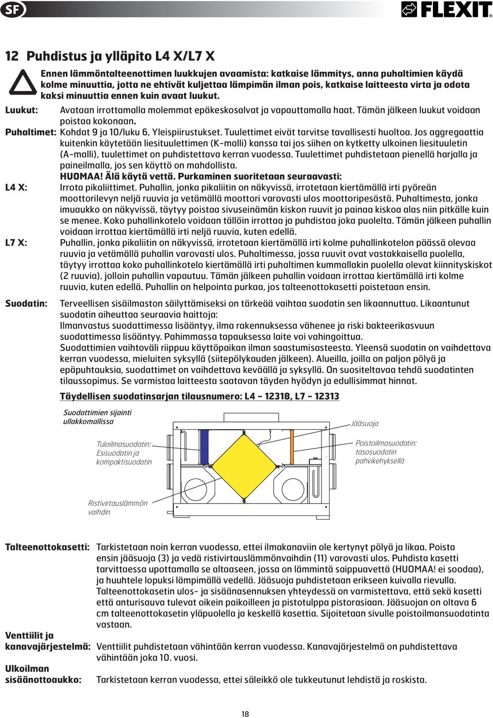 Puhaltimet: Kohdat 9 ja 10/luku 6, Yleispiirustukset. Tuulettimet eivät tarvitse tavallisesti huoltoa.