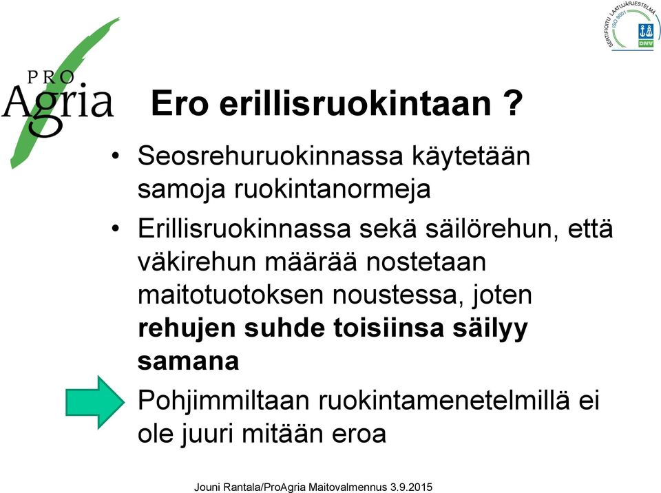 säilörehun, että väkirehun määrää nostetaan maitotuotoksen noustessa, joten