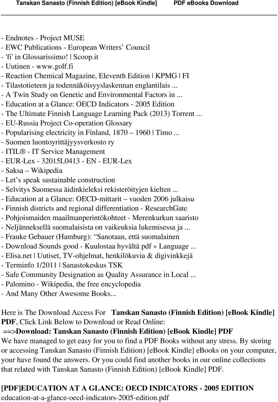 .. - Education at a Glance: OECD Indicators - 2005 Edition - The Ultimate Finnish Language Learning Pack (2013) Torrent.