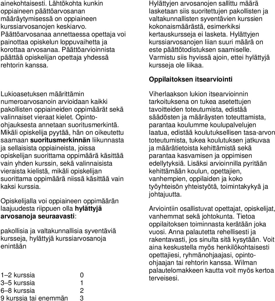 Hylättyjen arvosanojen sallittu määrä lasketaan siis suoritettujen pakollisten ja valtakunnallisten syventävien kurssien kokonaismäärästä, esimerkiksi kertauskursseja ei lasketa.