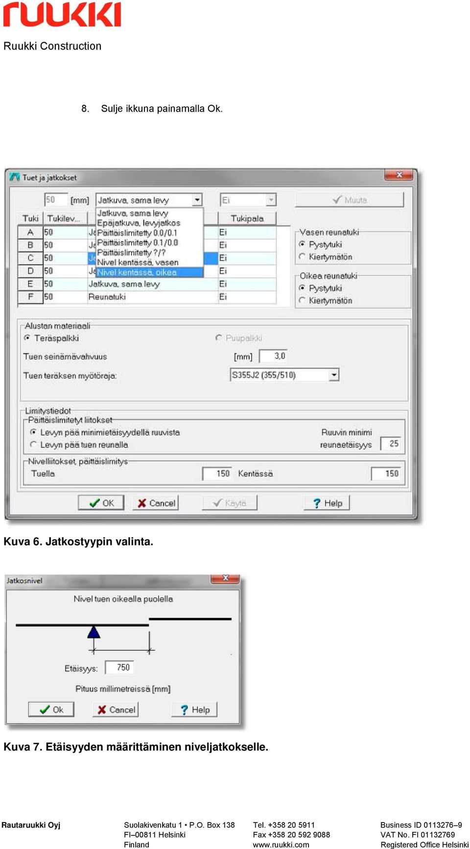 Jatkostyypin valinta.