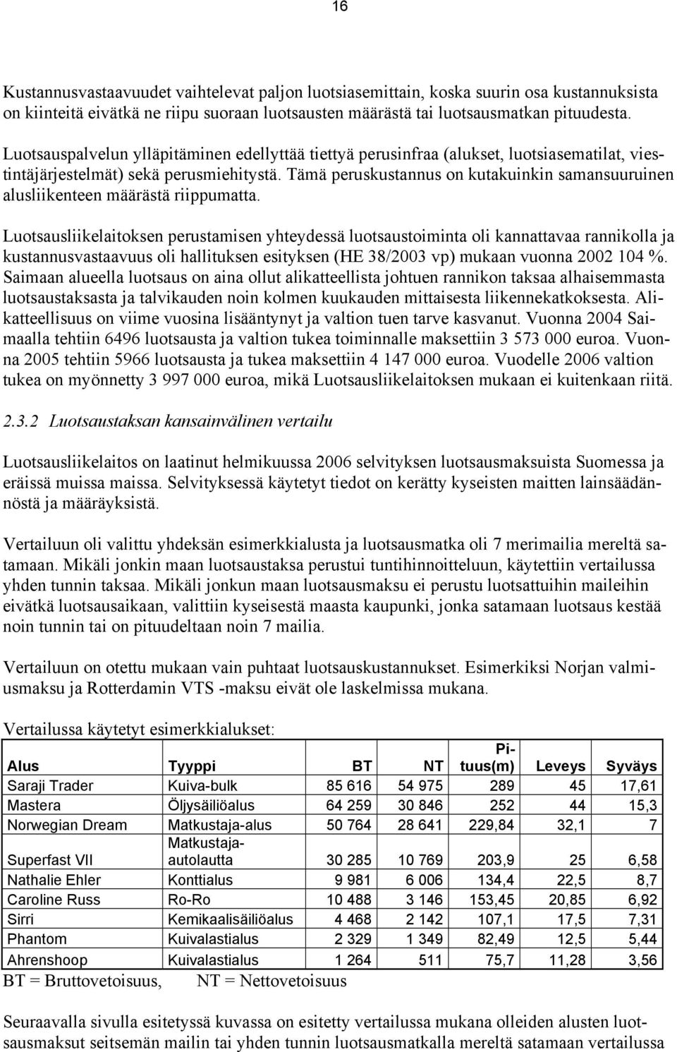 Tämä peruskustannus on kutakuinkin samansuuruinen alusliikenteen määrästä riippumatta.