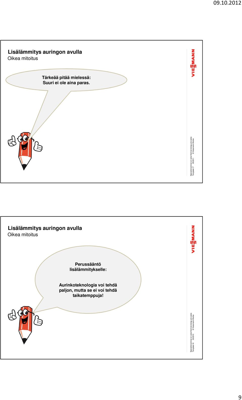 Template 18 Template 17 05/2011 Viessmann Werke Lisälämmitys auringon