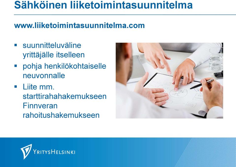 com suunnitteluväline yrittäjälle itselleen pohja