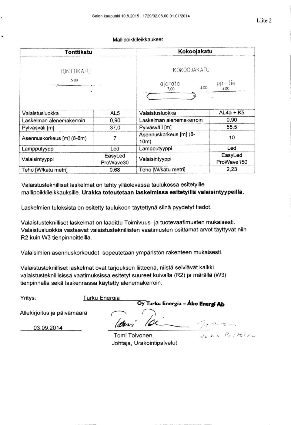 55,5, i Asmjnuskorkeus [m] (8- _ 10 ; Asennuskorkeus [m] (6-8m) 7 O LampputyypPi Led Lampputyyppi Led _ EasyLed i EasyLed Valaisintyyppi Valaisint yypp i i, ProWave30 Pr owa ve150 Teho [W/katu metri]