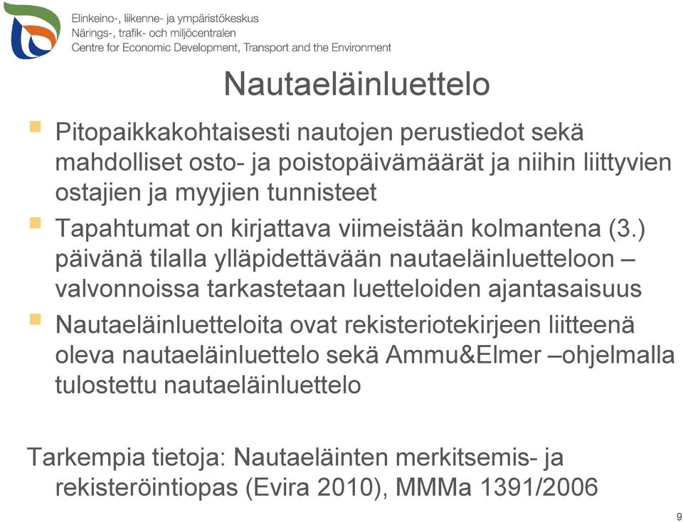 ) päivänä tilalla ylläpidettävään nautaeläinluetteloon valvonnoissa tarkastetaan luetteloiden ajantasaisuus Nautaeläinluetteloita ovat