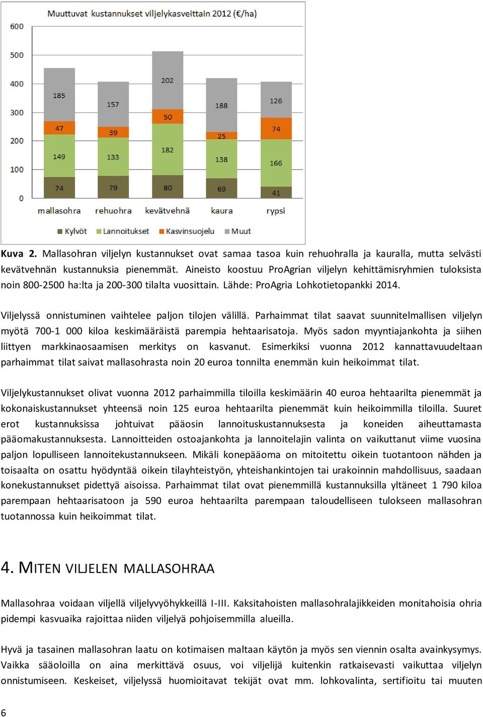 Viljelyssä onnistuminen vaihtelee paljon tilojen välillä. Parhaimmat tilat saavat suunnitelmallisen viljelyn myötä 700-1 000 kiloa keskimääräistä parempia hehtaarisatoja.