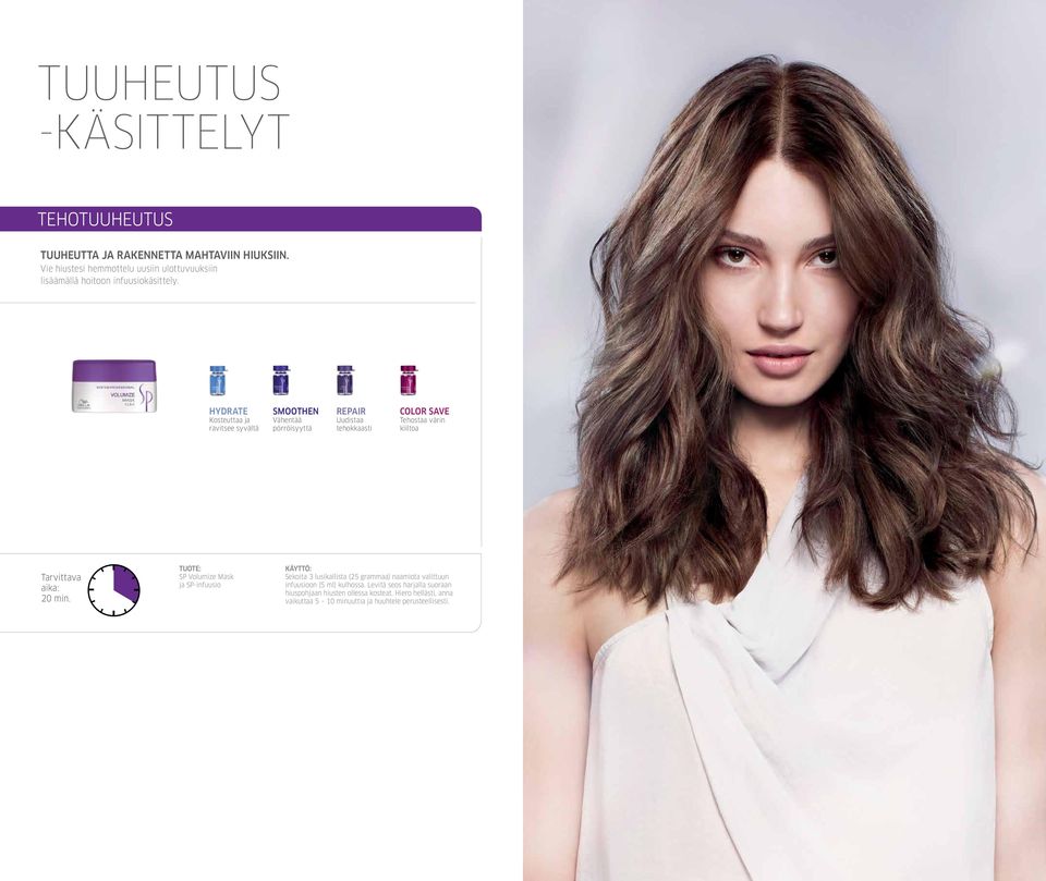 Hydrate SP Volumize Mask Sekoita 3 lusikallista (25 grammaa) naamiota valittuun infuusioon (5 ml)