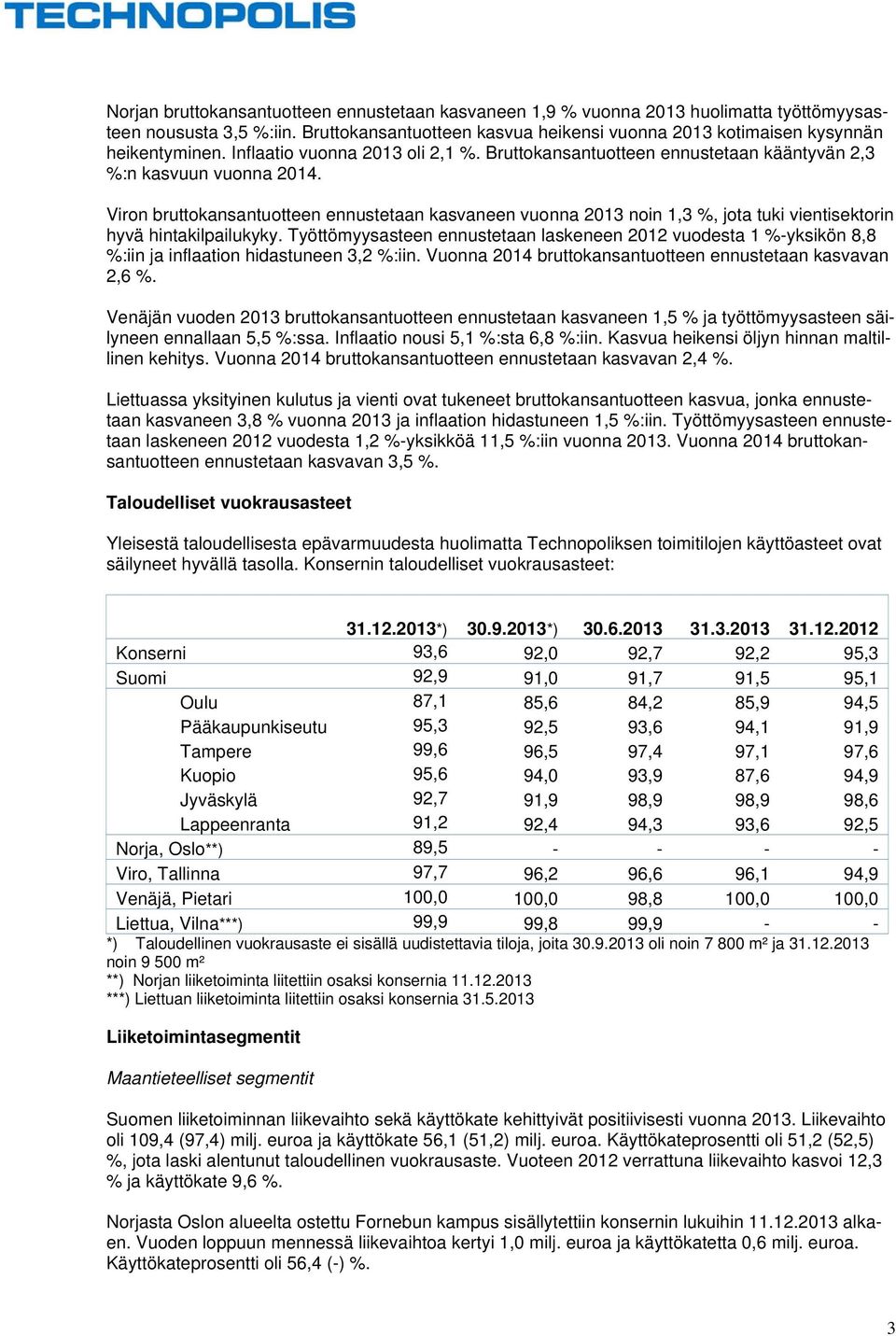 Viron bruttokansantuotteen ennustetaan kasvaneen vuonna 2013 noin 1,3 %, jota tuki vientisektorin hyvä hintakilpailukyky.