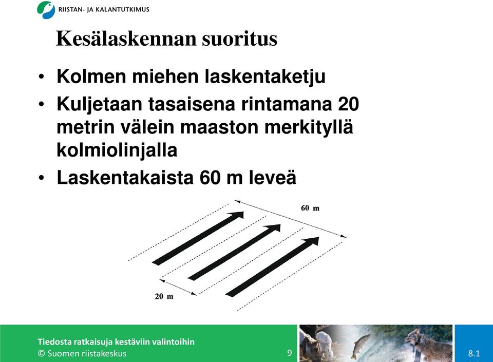 20 metrin välein maaston merkityllä