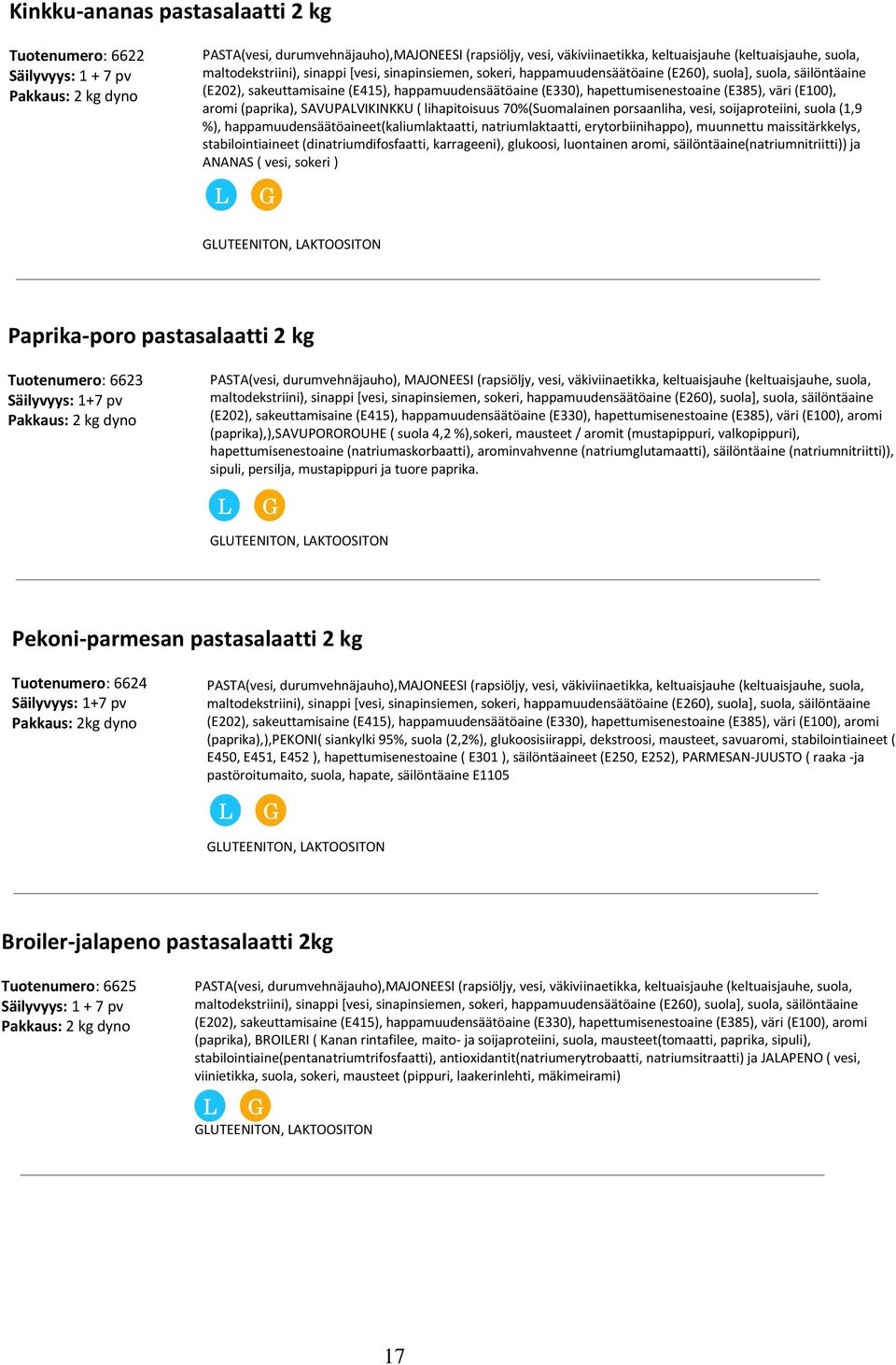 hapettumisenestoaine (E385), väri (E100), aromi (paprika), SAVUPAVIKINKKU ( lihapitoisuus 70%(Suomalainen porsaanliha, vesi, soijaproteiini, suola (1,9 %), happamuudensäätöaineet(kaliumlaktaatti,