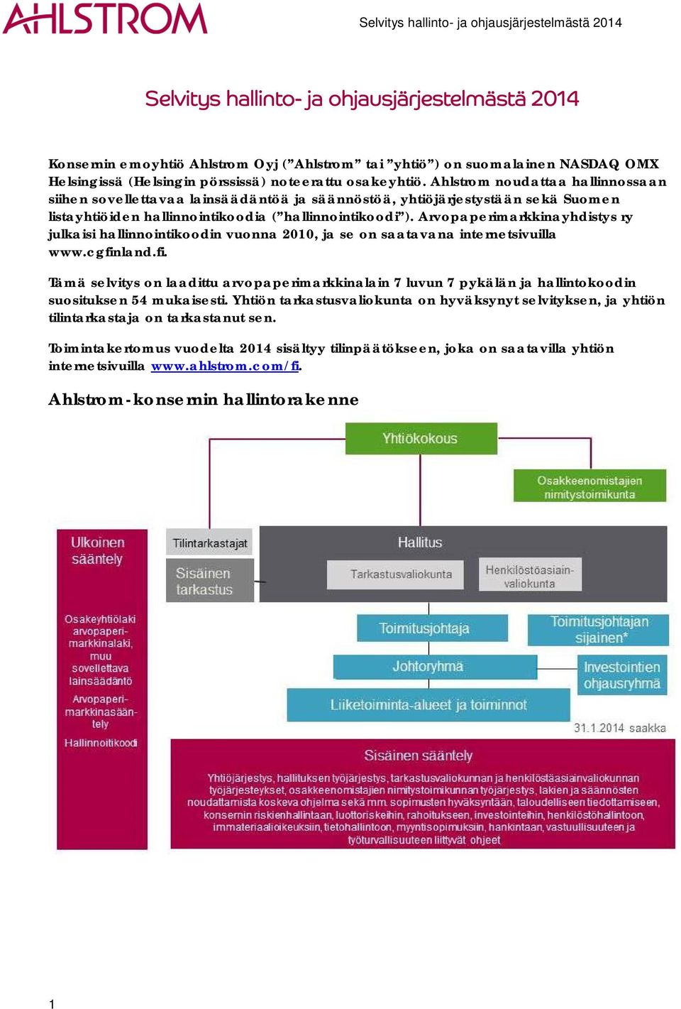 Arvopaperimarkkinayhdistys ry julkaisi hallinnointikoodin vuonna 2010, ja se on saatavana internetsivuilla www.cgfin