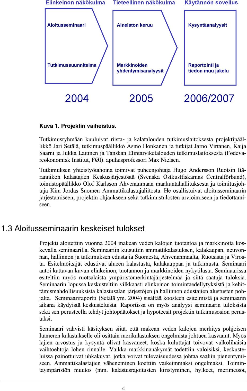 Tutkimusryhmään kuuluivat riista- ja kalatalouden tutkimuslaitoksesta projektipäällikkö Jari Setälä, tutkimuspäällikkö Asmo Honkanen ja tutkijat Jarno Virtanen, Kaija Saarni ja Jukka Laitinen ja