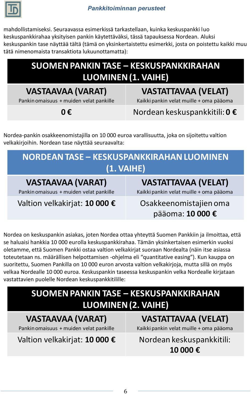 LUOMINEN (1. VAIHE) 0 Nordean keskuspankkitili: 0 Nordea-pankin osakkeenomistajilla on 10 000 euroa varallisuutta, joka on sijoitettu valtion velkakirjoihin.