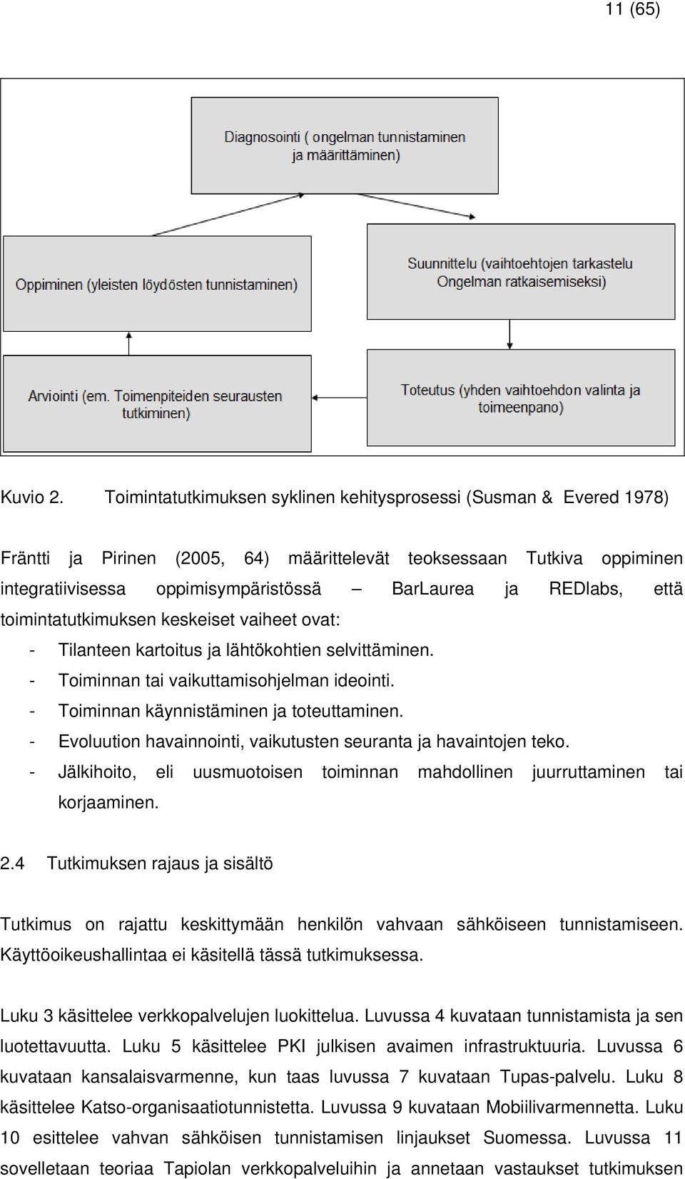 REDlabs, että toimintatutkimuksen keskeiset vaiheet ovat: - Tilanteen kartoitus ja lähtökohtien selvittäminen. - Toiminnan tai vaikuttamisohjelman ideointi.