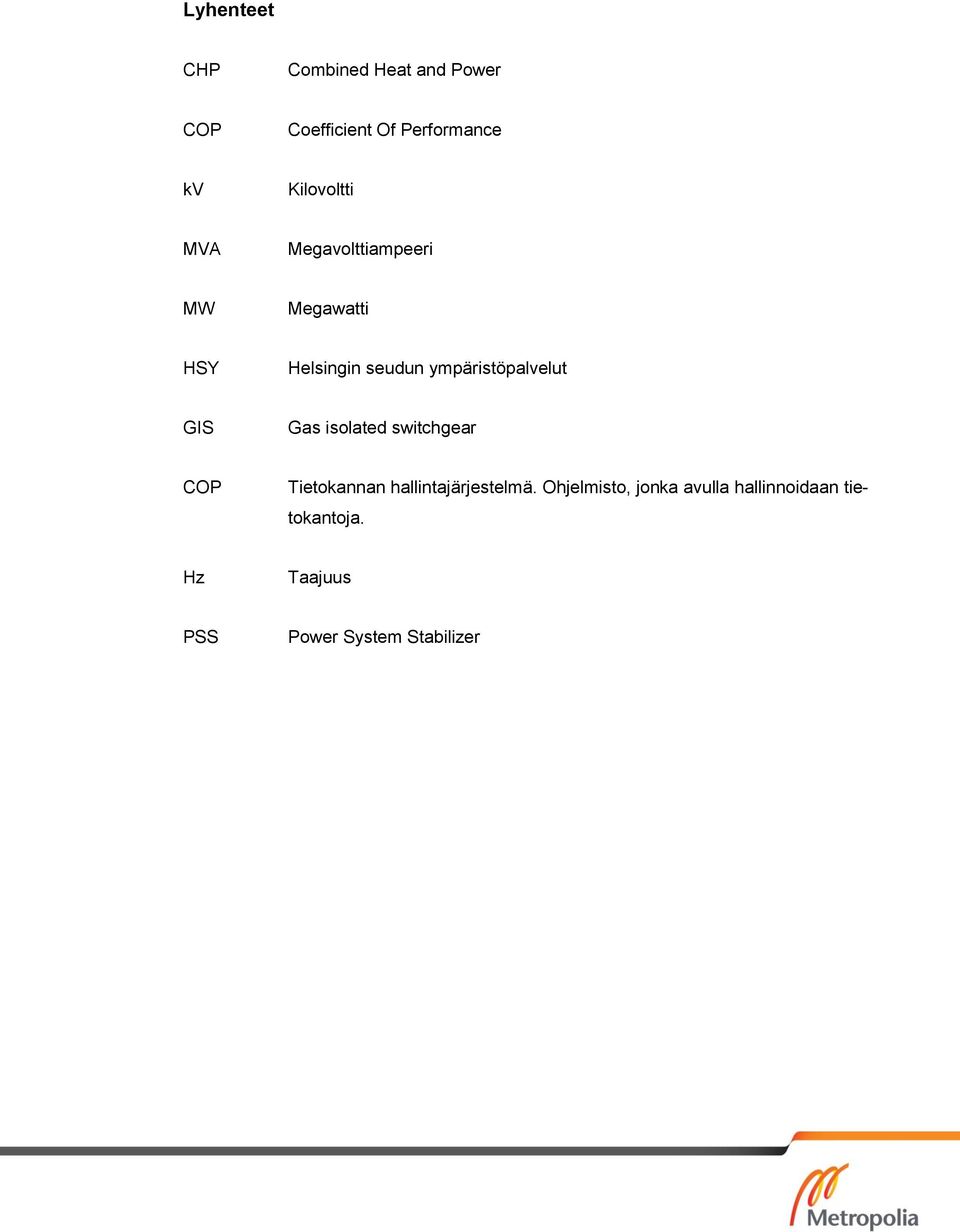 ympäristöpalvelut GIS Gas isolated switchgear COP Tietokannan