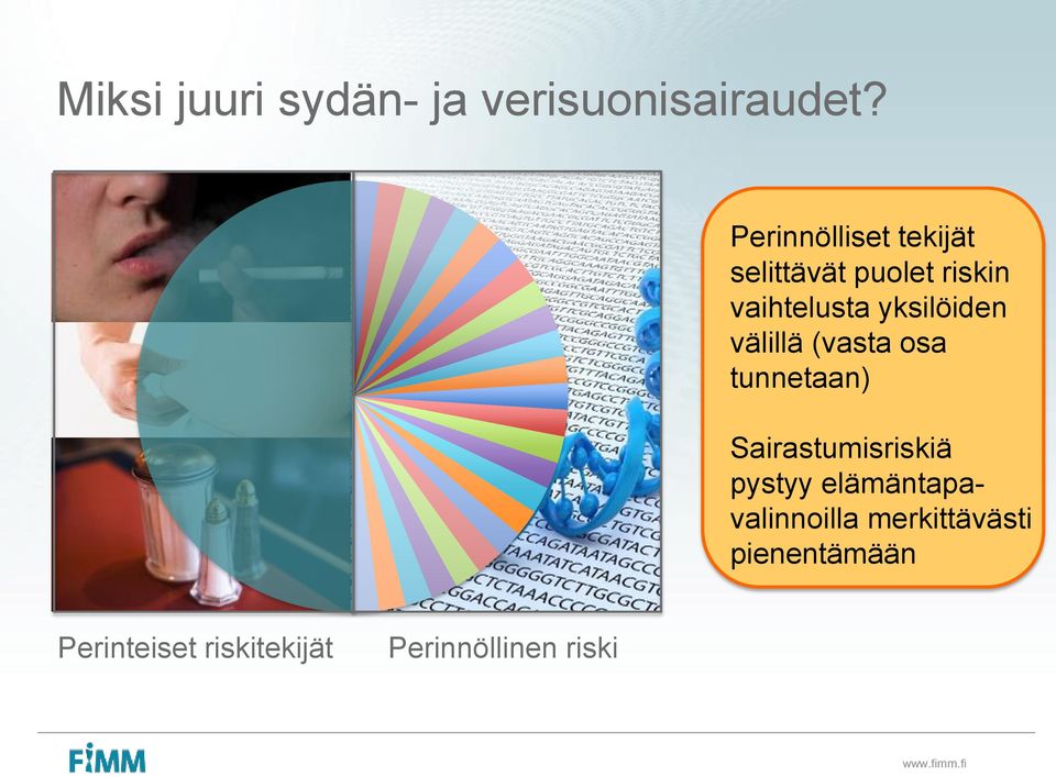 yksilöiden välillä (vasta osa tunnetaan) Sairastumisriskiä