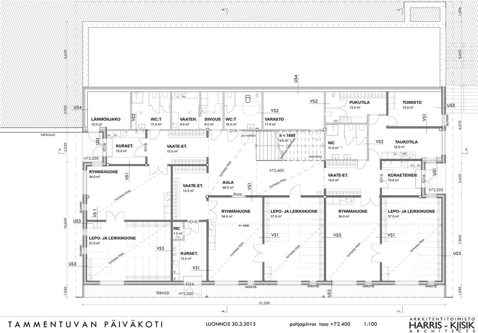 5 m 2 O10 ikkuna h= 4880 porrashissi VARASTO 17.0 m 2 31,200 +72.400 LEPO- JA LEIIHUONE 37.0 m 2 US4 h < 1600 9.0 m 2 matalaa leikkitilaa leikkitilaa WC 10 m 2 VAATE-ET.